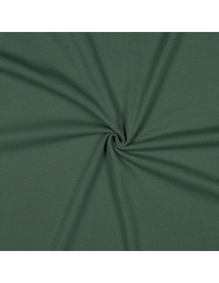 Tissu jersey coton maille fine côtelé - Vert