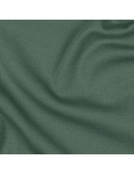 Tissu jersey coton maille fine côtelé - Vert