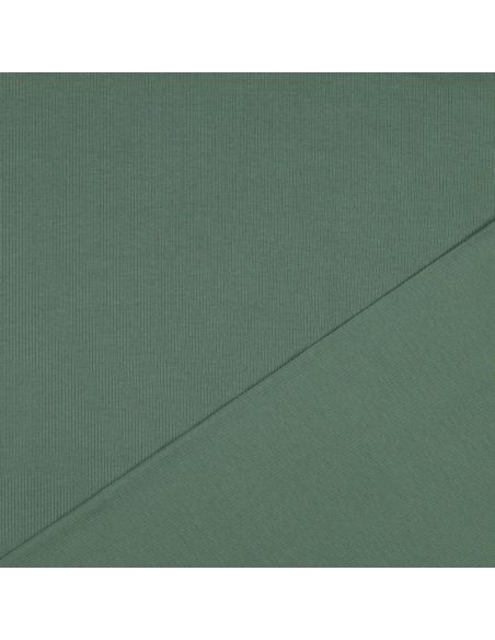Tissu jersey coton maille fine côtelé - Vert