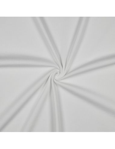 Tissu jersey coton maille fine côtelé - Écru