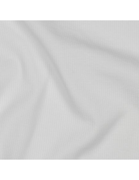 Tissu jersey coton maille fine côtelé - Écru