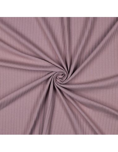 Tissu jersey coton léger côtelé - Mauve