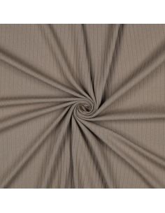 Tissu jersey coton léger côtelé - Taupe