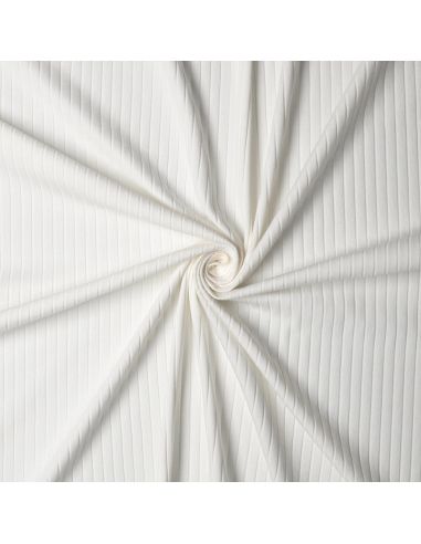 Tissu jersey coton léger côtelé - Écru