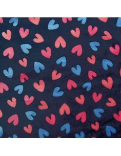 Tissu doudou - Coeurs