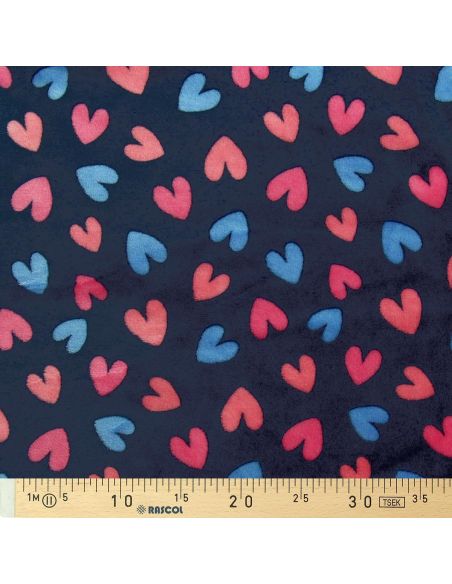 Tissu doudou - Coeurs