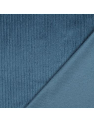 Tissu velours côtelé coton - Bleu pétrole
