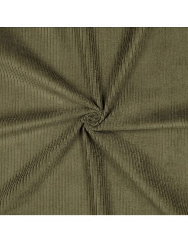 Tissu velours côtelé coton - Vert militaire