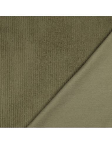 Tissu velours côtelé coton - Vert militaire