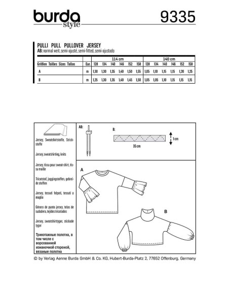 Patron de pull - Burda 9335