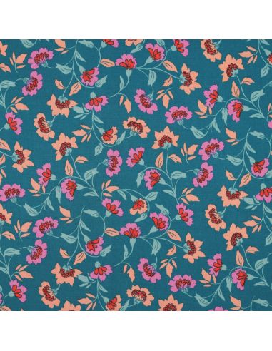 Tissu viscose lourde stretch Rosella - Bleu pétrole