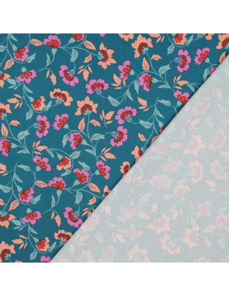 Tissu viscose lourde stretch Rosella - Bleu pétrole