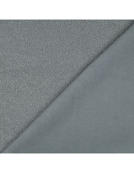 Tissu polaire Teddy double face - Gris bleu