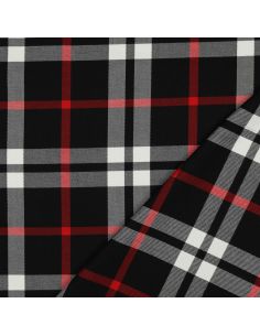 Tissus tartan écossais - Noir, blanc et rouge