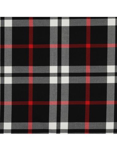 Tissus tartan écossais - Noir, blanc et rouge