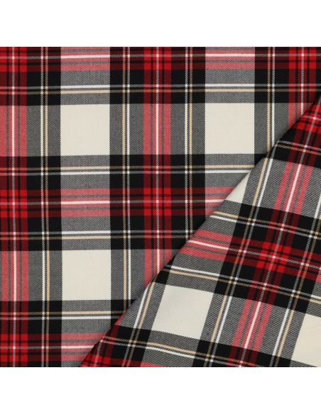 Tissus tartan écossais - Noir, rouge, jaune et blanc