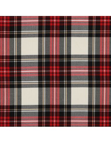 Tissus tartan écossais - Noir, rouge, jaune et blanc