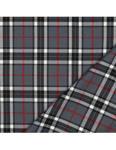 Tissus tartan écossais - Noir, gris et rouge
