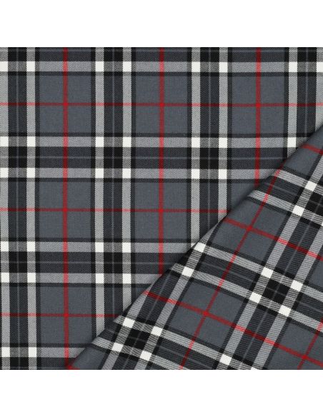 Tissus tartan écossais - Noir, gris et rouge