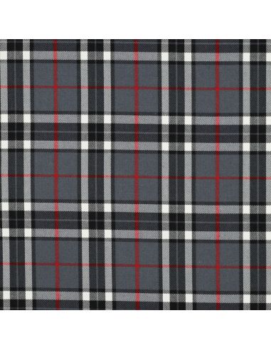 Tissus tartan écossais - Noir, gris et rouge