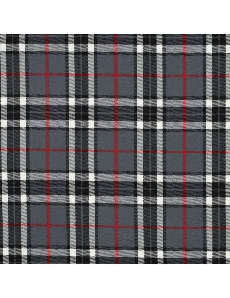 Tissus tartan écossais - Noir, gris et rouge