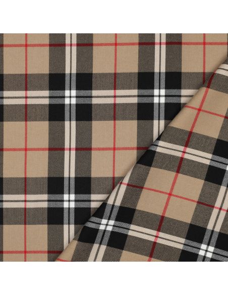 Tissus tartan écossais - Camel et noir