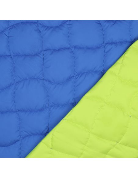Tissu matelassé double face pop - Bleu et vert anis