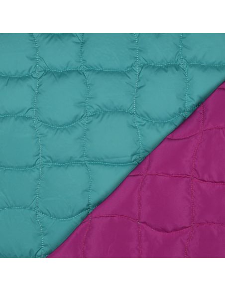 Tissu matelassé double face pop - Cyan et cerise