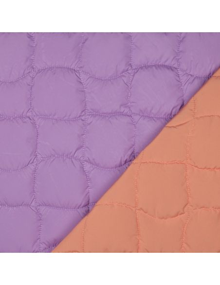Tissu matelassé double face pop - Lilas et abricot