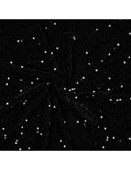 Tissu sequins panne de velours - Noir