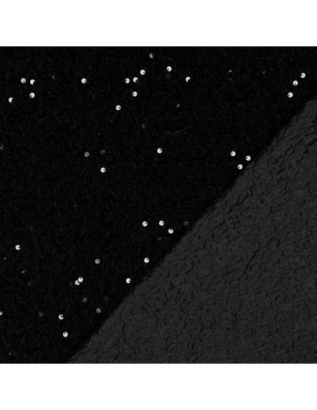 Tissu sequins panne de velours - Noir