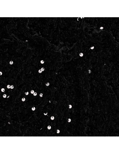 Tissu sequins panne de velours - Noir