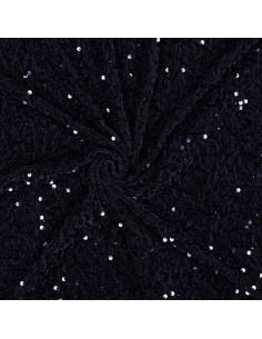 Tissu sequins panne de velours - Bleu marine
