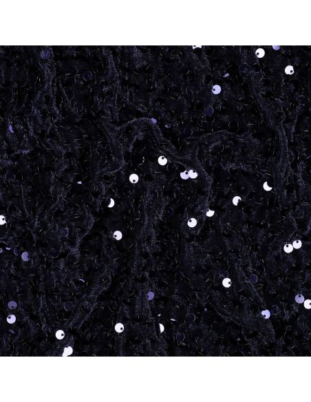 Tissu sequins panne de velours - Bleu marine