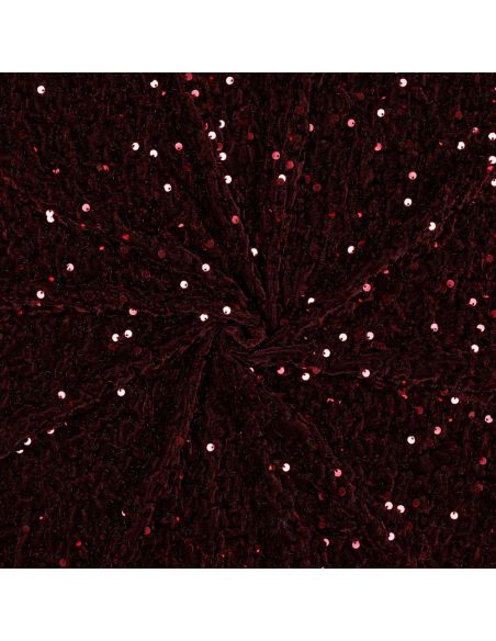 Tissu sequins panne de velours - Bordeaux