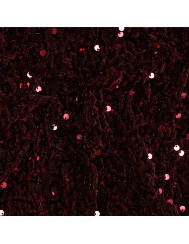 Tissu sequins panne de velours - Bordeaux