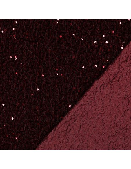 Tissu sequins panne de velours - Bordeaux