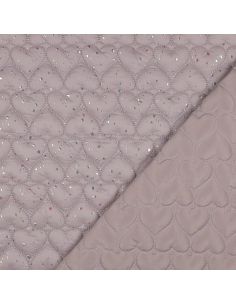 Tissu matelassé coeur irisé - Rose poudré