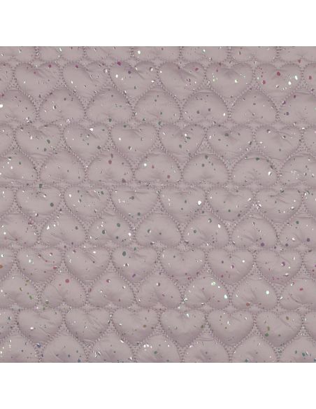 Tissu matelassé coeur irisé - Rose poudré