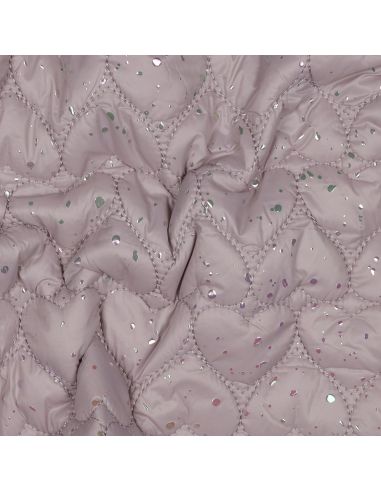 Tissu matelassé coeur irisé - Rose poudré