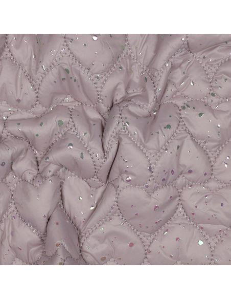 Tissu matelassé coeur irisé - Rose poudré