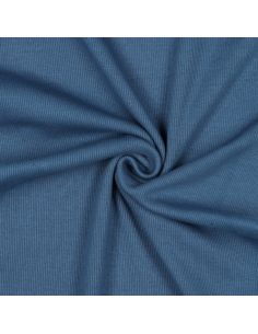 Tissu jersey bord côte côtelé - Bleu jeans