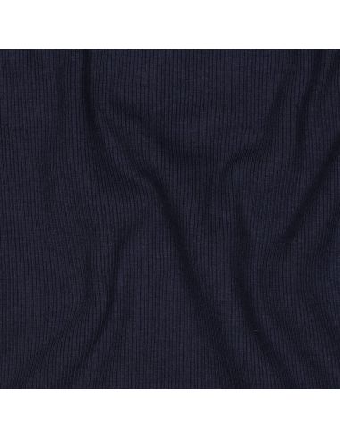Tissu jersey bord côte côtelé - Bleu marine