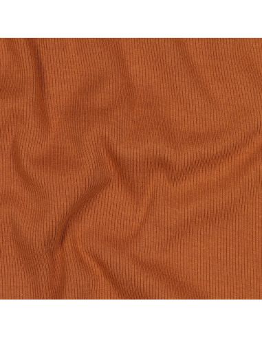 Tissu jersey bord côte côtelé - Brique