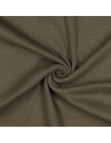 Tissu jersey bord côte côtelé - Kaki