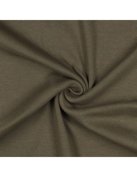 Tissu jersey bord côte côtelé - Kaki