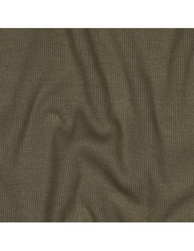 Tissu jersey bord côte côtelé - Kaki