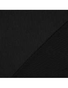 Tissu maille tricot côtelé lurex - Noir argenté 2