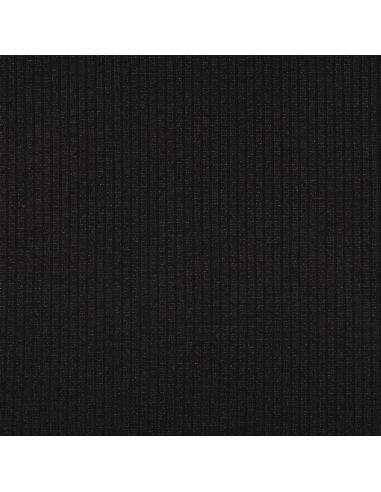 Tissu maille tricot côtelé lurex - Noir argenté