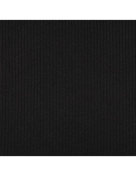 Tissu maille tricot côtelé lurex - Noir argenté